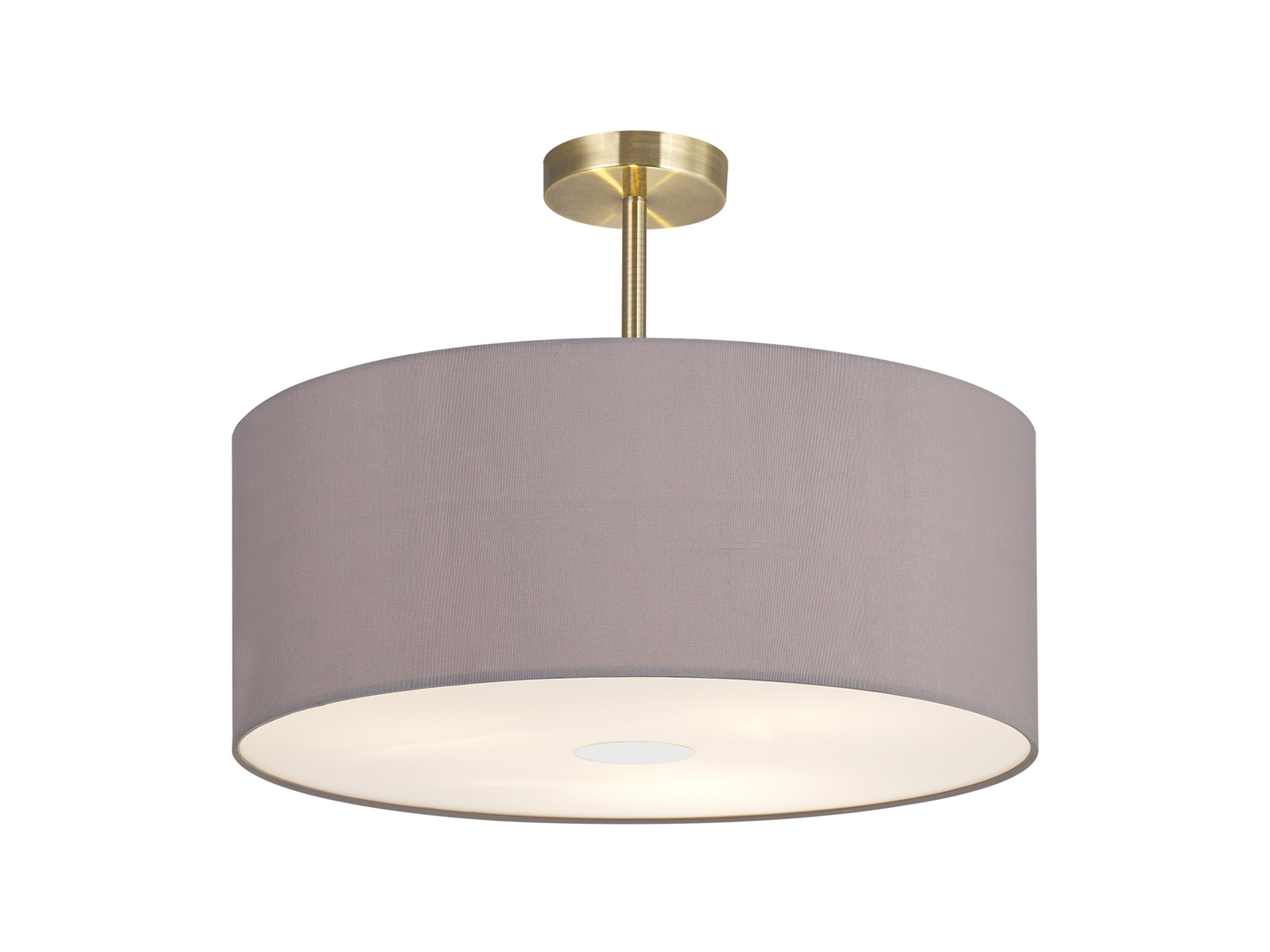 DK0388  Baymont 50cm Semi Flush 3 Light Antique Brass, Grey, Frosted Diffuser